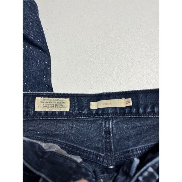 Levis Wedgie Button Fly Speckled Blue Jean Womens Size 24 - Picture 3 of 9